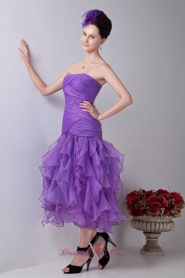 Mermaid Prom Evening Dress Lavender Tea-length