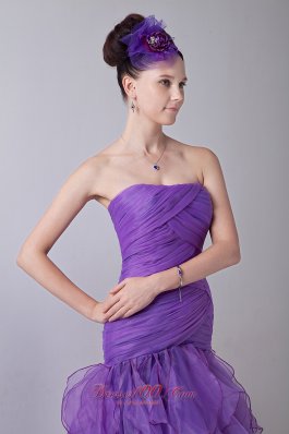 Mermaid Prom Evening Dress Lavender Tea-length