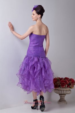 Mermaid Prom Evening Dress Lavender Tea-length