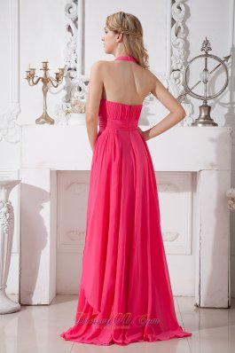 Hot Pink Halter Beading Prom Dress in 2014