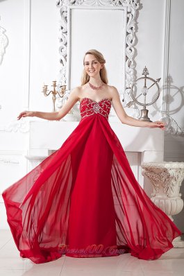 Wine Red Prom Graduation Dress Beading Court