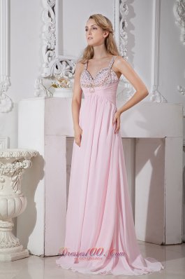 Light Pink Straps 2013 Prom Dress Beading