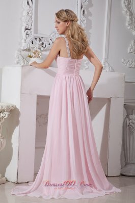 Light Pink Straps 2013 Prom Dress Beading