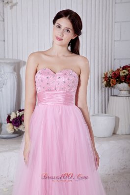 Baby Pink Sweetheart Beading Prom Dress Sash