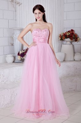 Baby Pink Sweetheart Beading Prom Dress Sash