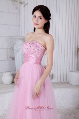 Baby Pink Sweetheart Beading Prom Dress Sash