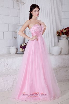 Baby Pink Sweetheart Beading Prom Dress Sash