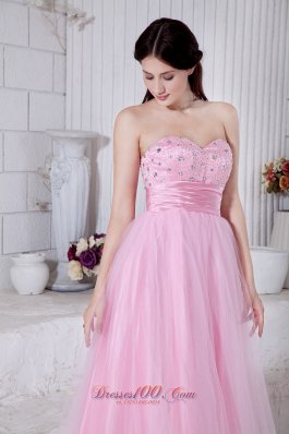 Baby Pink Sweetheart Beading Prom Dress Sash