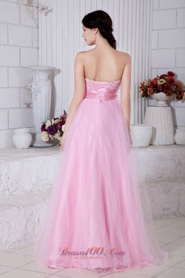 Baby Pink Sweetheart Beading Prom Dress Sash