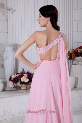 One Shoulder Beading Prom Evening Dress Watteau