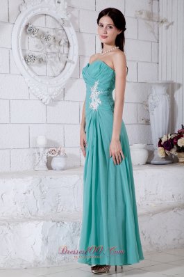 Appliques Prom bridesmaid dress Turquoise