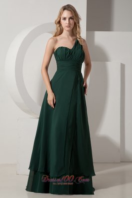 Under 100 Prom Dress in Dark Green One Shoulder