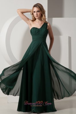 Under 100 Prom Dress in Dark Green One Shoulder