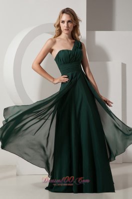 Under 100 Prom Dress in Dark Green One Shoulder