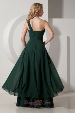 Under 100 Prom Dress in Dark Green One Shoulder