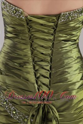 Olive Green Prom bridesmaid dress Column Beading