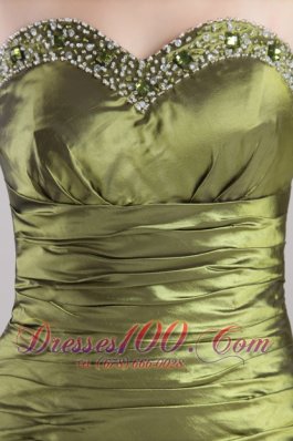 Olive Green Prom bridesmaid dress Column Beading