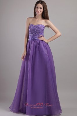 Purple Prom Pageant Dress Empire Sweetheart Beading