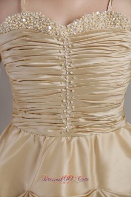 Champagne Spaghetti Straps Prom Dress Under 150