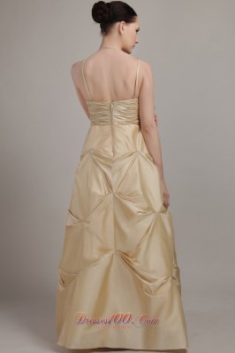 Champagne Spaghetti Straps Prom Dress Under 150