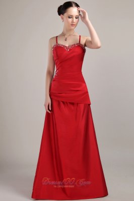 Wine Red Sheath Prom Dress Spaghetti Straps Corset