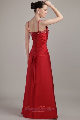 Wine Red Sheath Prom Dress Spaghetti Straps Corset