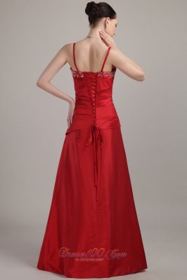 Wine Red Sheath Prom Dress Spaghetti Straps Corset