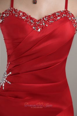 Wine Red Sheath Prom Dress Spaghetti Straps Corset