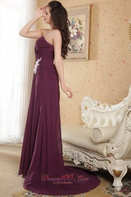 Dark Purple Appliques Prom Party Dress 2013