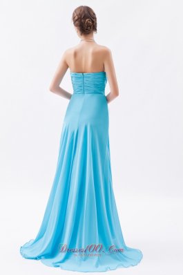 Aqua Prom Maxi Dress Column Beading