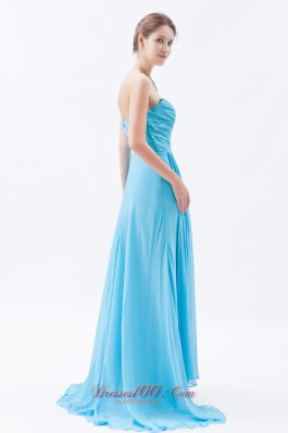 Aqua Prom Maxi Dress Column Beading