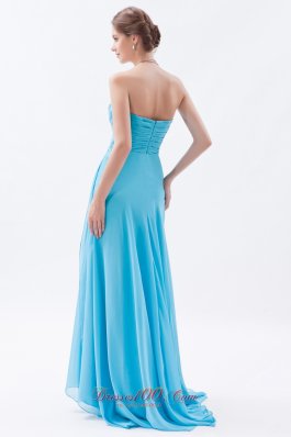 Aqua Prom Maxi Dress Column Beading