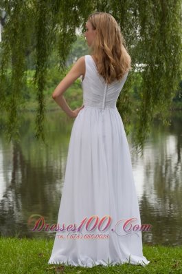 White Empire Dress for Prom Girl V-neck