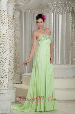 Yellow Green Prom Dress Beading Customize