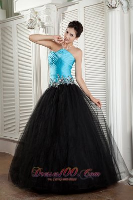 Brand New Baby Blue and Black Prom Dress Appliques