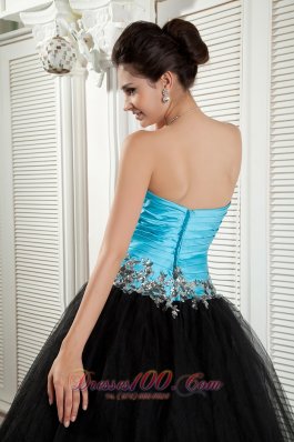 Brand New Baby Blue and Black Prom Dress Appliques