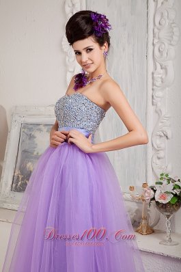 Exquisite Crystal Design Lavender Prom Dress