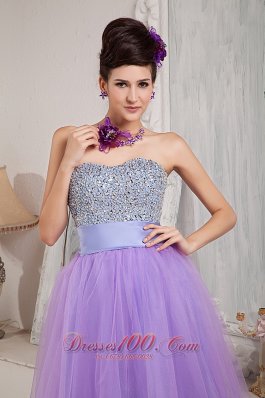 Exquisite Crystal Design Lavender Prom Dress