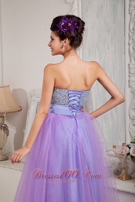 Exquisite Crystal Design Lavender Prom Dress