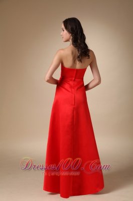 Wine Red A-line Satin Prom Gown Crystal