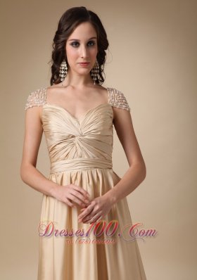 Gold Column Prom Dress Cap Sleeves And vortex