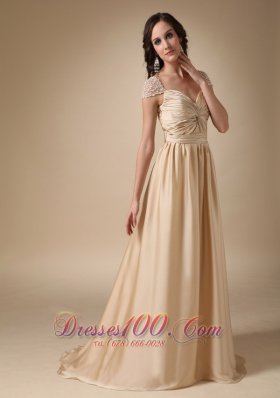 Gold Column Prom Dress Cap Sleeves And vortex