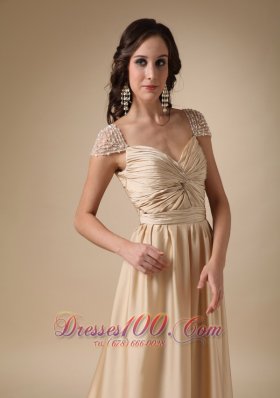 Gold Column Prom Dress Cap Sleeves And vortex