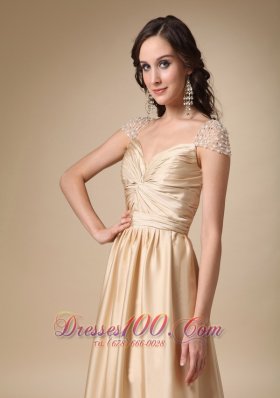 Gold Column Prom Dress Cap Sleeves And vortex