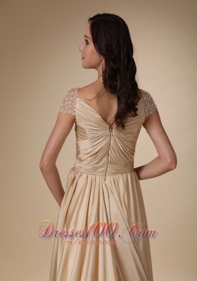 Gold Column Prom Dress Cap Sleeves And vortex