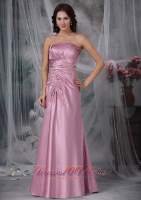 Rose Pink Column Appliques Prom Dress Cheap
