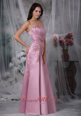 Rose Pink Column Appliques Prom Dress Cheap