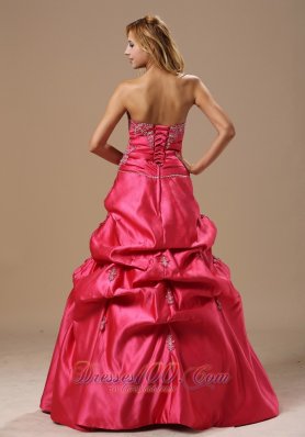 Hot pink pick ups strapless A-line prom quinceanera dresses