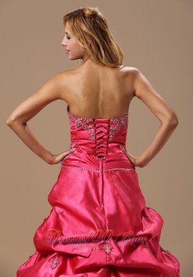 Hot pink pick ups strapless A-line prom quinceanera dresses