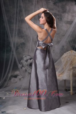 Grey Mother of the Bride Dress V-neck Cross Back